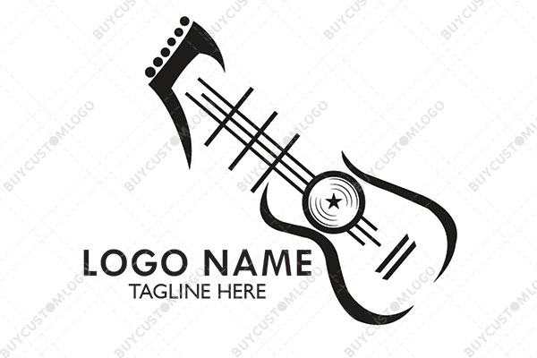 sketched guitar with a star black logo