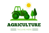 toy tractor on fields with trees logo
