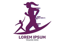dark purple running woman athlete logo