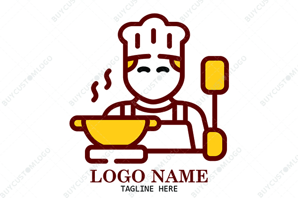 the kind and happy chef cooking logo