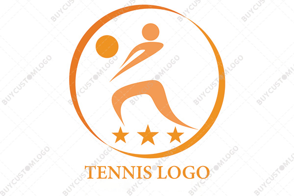 abstract athlete with a ball and stars in a seal logo