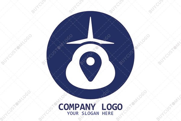 aeroplane tails with cloud and location pin logo