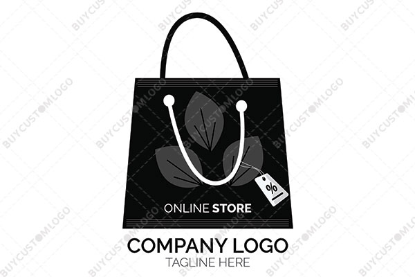shopping bag with percentage price tag logo