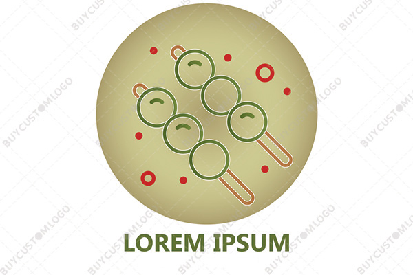 abstract barbecue sticks with meatballs logo