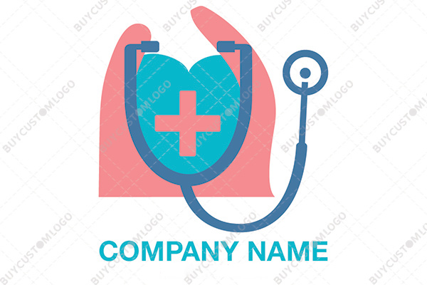 symbolic human body red cross and stethoscope logo