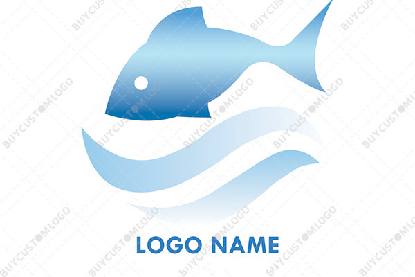 blue gradient fish on water logo
