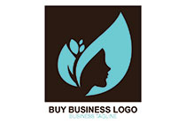 leaves and beauty face in a frame logo