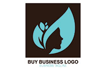 leaves and beauty face in a frame logo