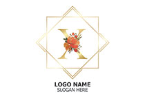 letter x flower and frames logo