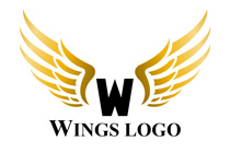feathery golden wings w letter logo