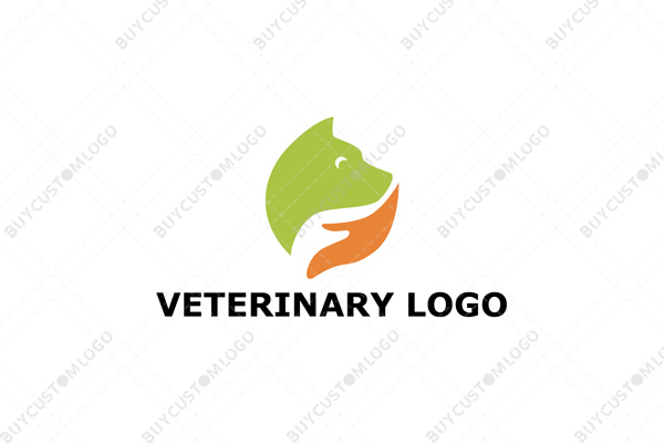 cat and abstract dog face logo