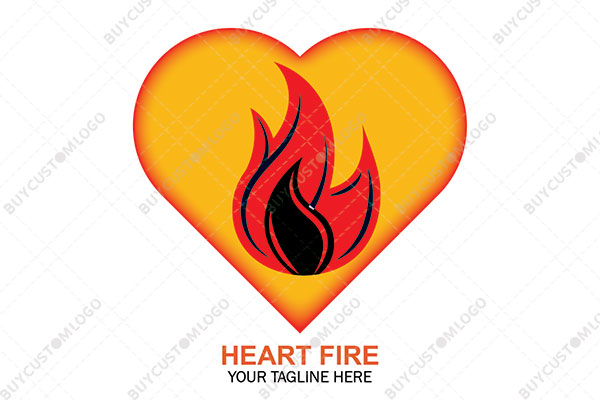 fire heart red, orange and black logo