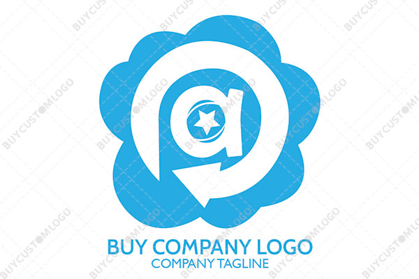 letter a with ball and circular arrow in a flower logo