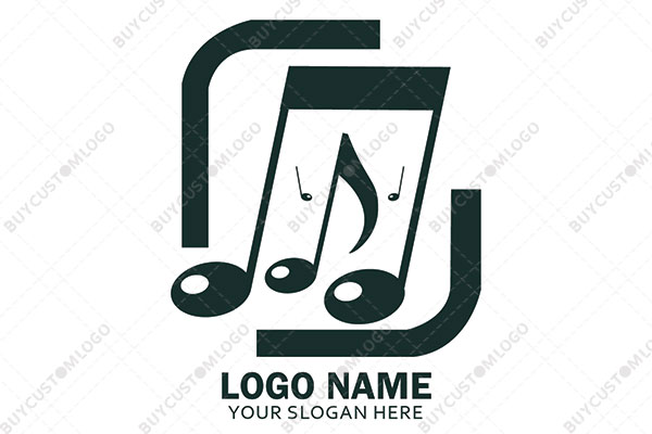beam note, quaver and crotchets in an abstract frame logo