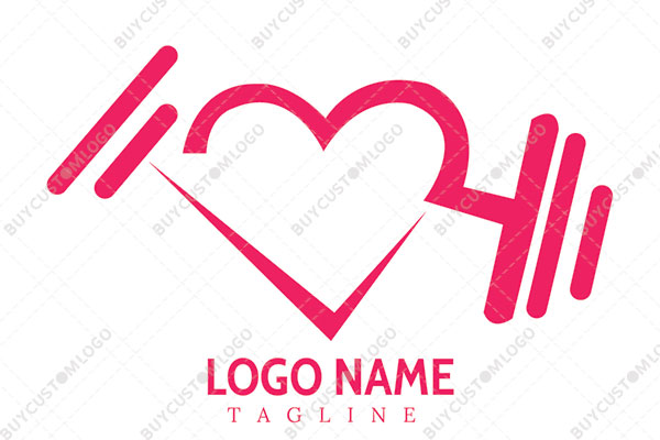 abstract sketched heart with weights logo
