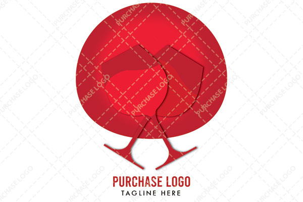 Red Background Abstract with Two Wine Glasses Logo