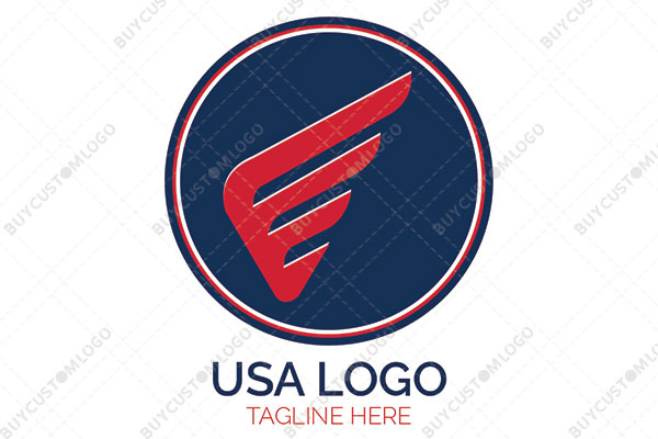 abstract wing in a round seal logo