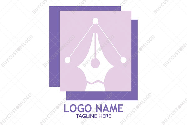fountain pen and sharing icon in a frame logo
