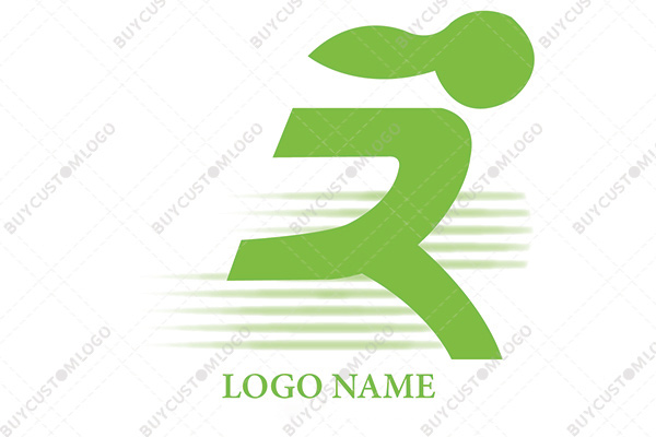 letter r female athletic runner logo