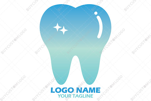 shiny sparkling tooth blue and cyan logo