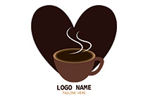 coffee cup with aroma and dark heart logo