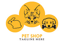 bunny, cat and dog black and yellow logo