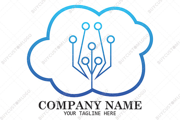 cloud and block chain flower logo