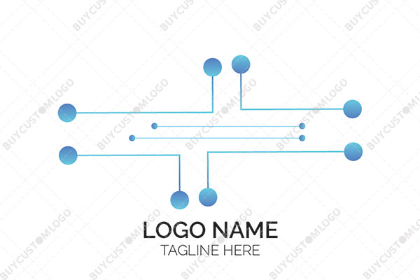 minimalistic blue network nodes logo