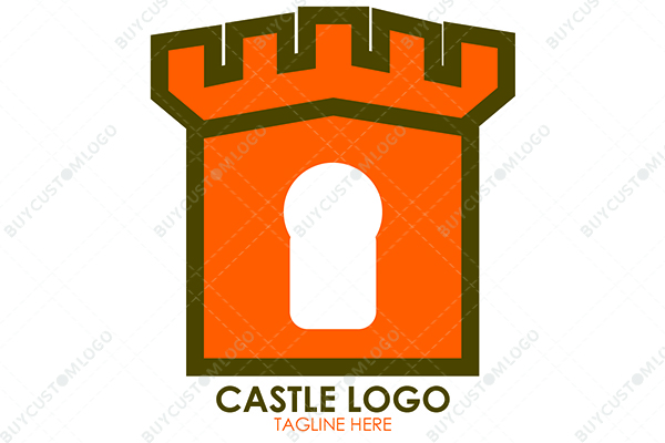 cartoonish castle turret logo
