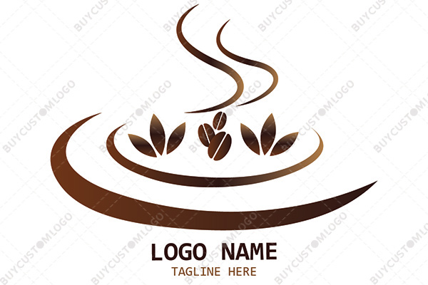 coffee beans, herbs, rings and fumes gradient logo