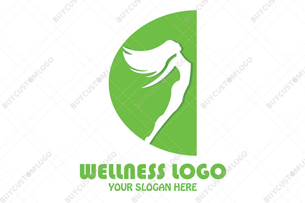 abstract female character spreading hands logo