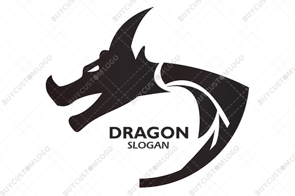 rhino dragon with shield black logo