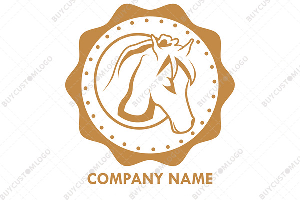 happy pony in a metal badge logo