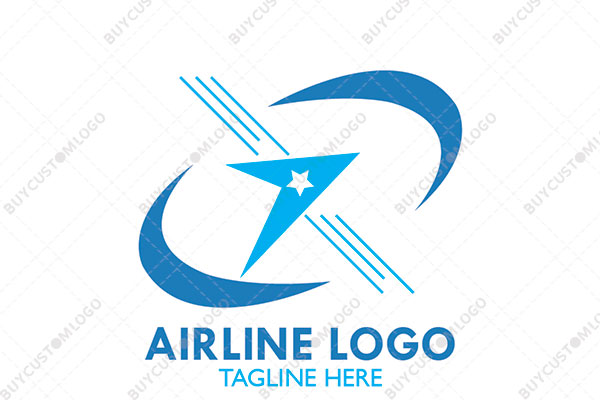 arrowhead and lines in crescent moons blue logo