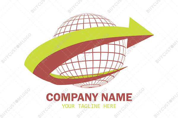 grid globe and arrow logo