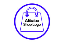 minimalistic royal blue shopping bag logo