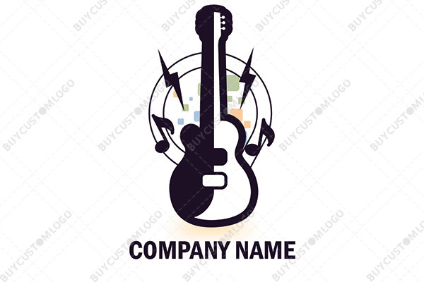black and white electric guitar logo