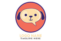happy dog face messaging icon logo