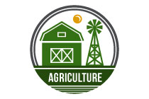 abstract farmhouse, sun and windmill logo