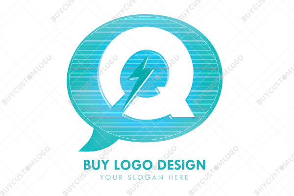 letter q in a messaging icon with a bolt logo