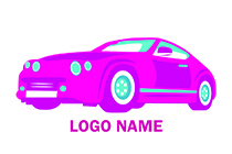 pink, purple and cyan luxury car logo