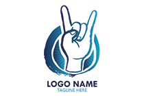 horns symbol in a round seal gradient blue logo
