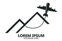 Airplane Flying Over Mountains Logo