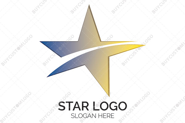 golden and blue unequal five points star logo