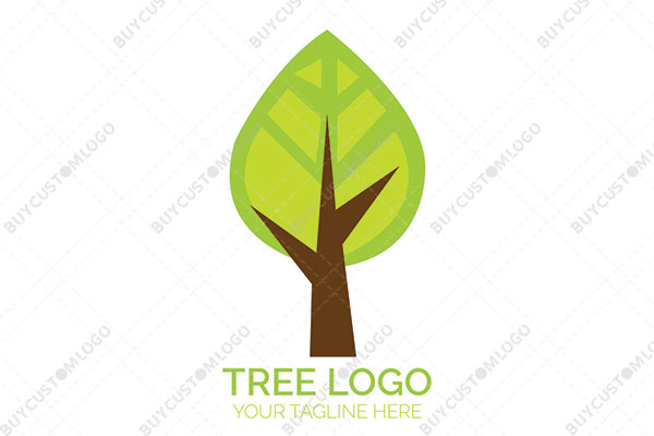 hand drawn style leaf tree logo