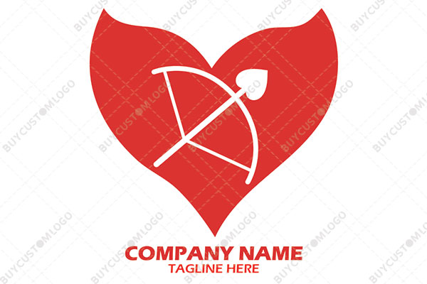 heart wings cupid bow and arrow logo