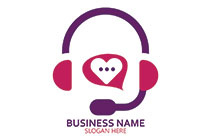 heart message mascot wearing headphones logo