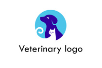 calm and happy cat and dog logo