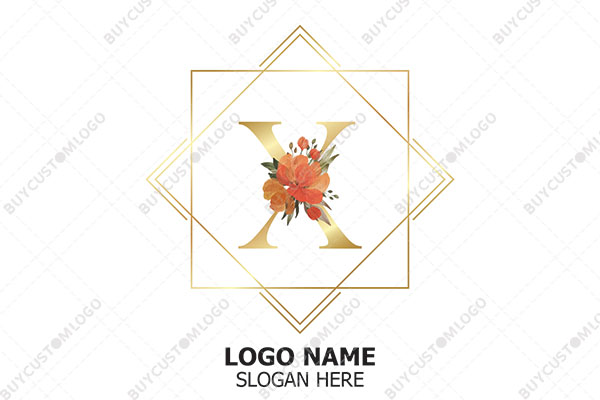 letter x flower and frames logo