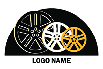black, white and golden rims logo